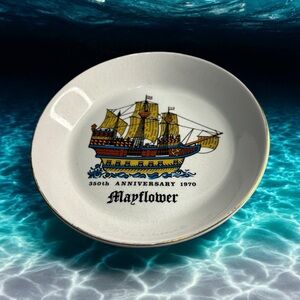 Rare 350th Anniversary Mayflower Dutch Cargo Ship 1970 Souvenir 5.8”across Plate